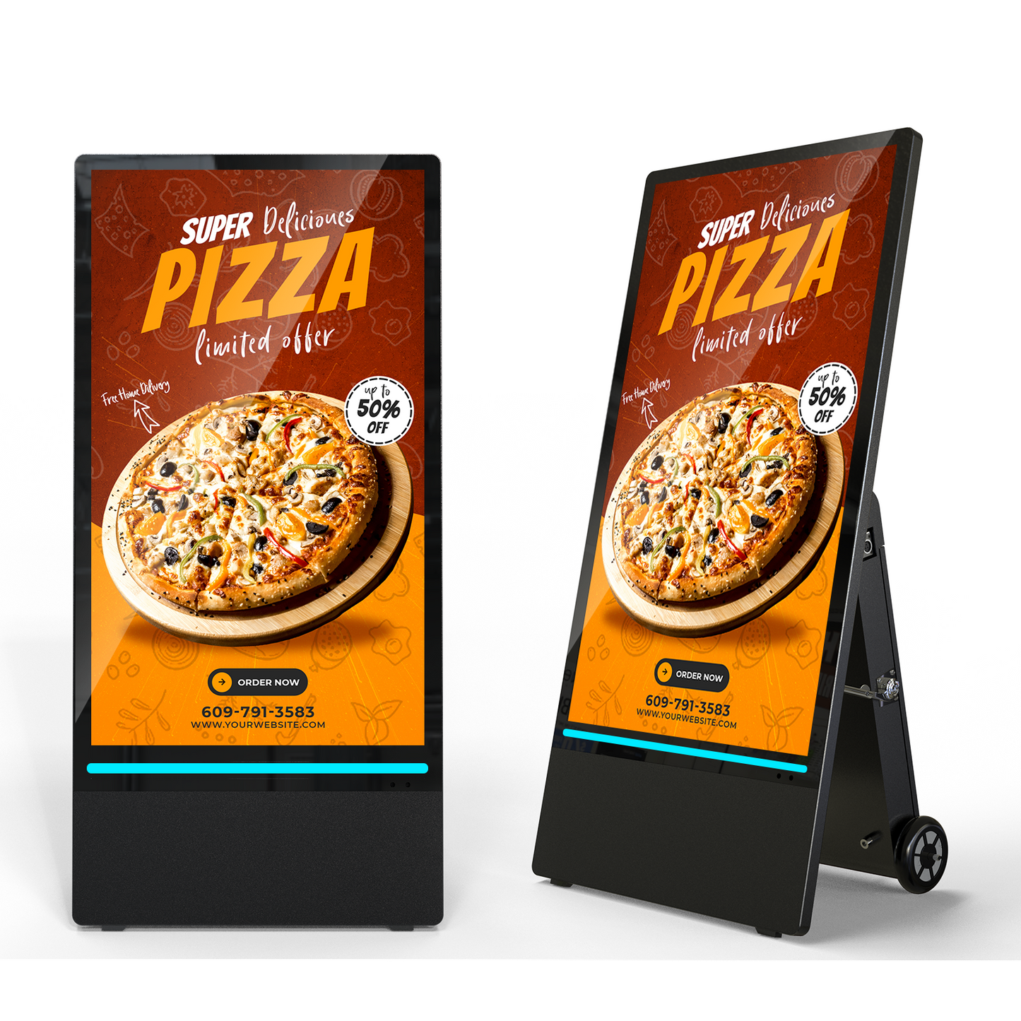 IP55 outdoor lcd signage display with battery inbuilt