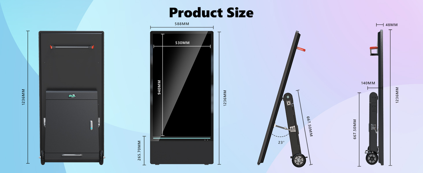 IP55 outdoor lcd signage display with battery inbuilt