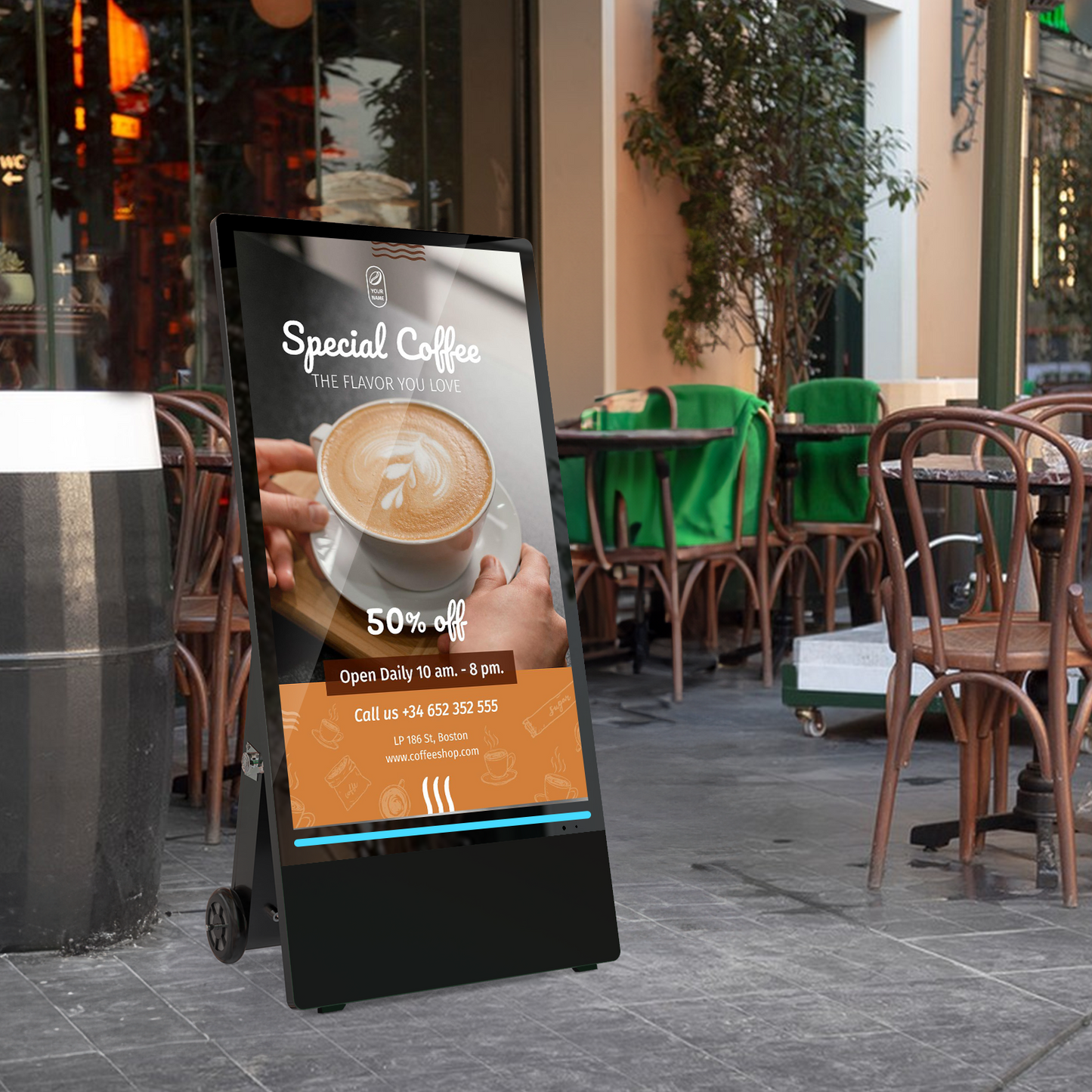 IP55 outdoor lcd signage display with battery inbuilt