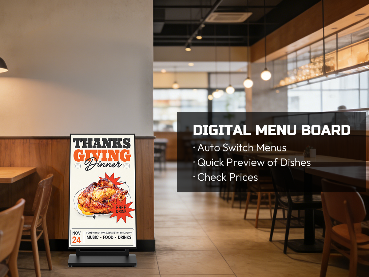 Restaurant/coffee shop lcd advertising screen