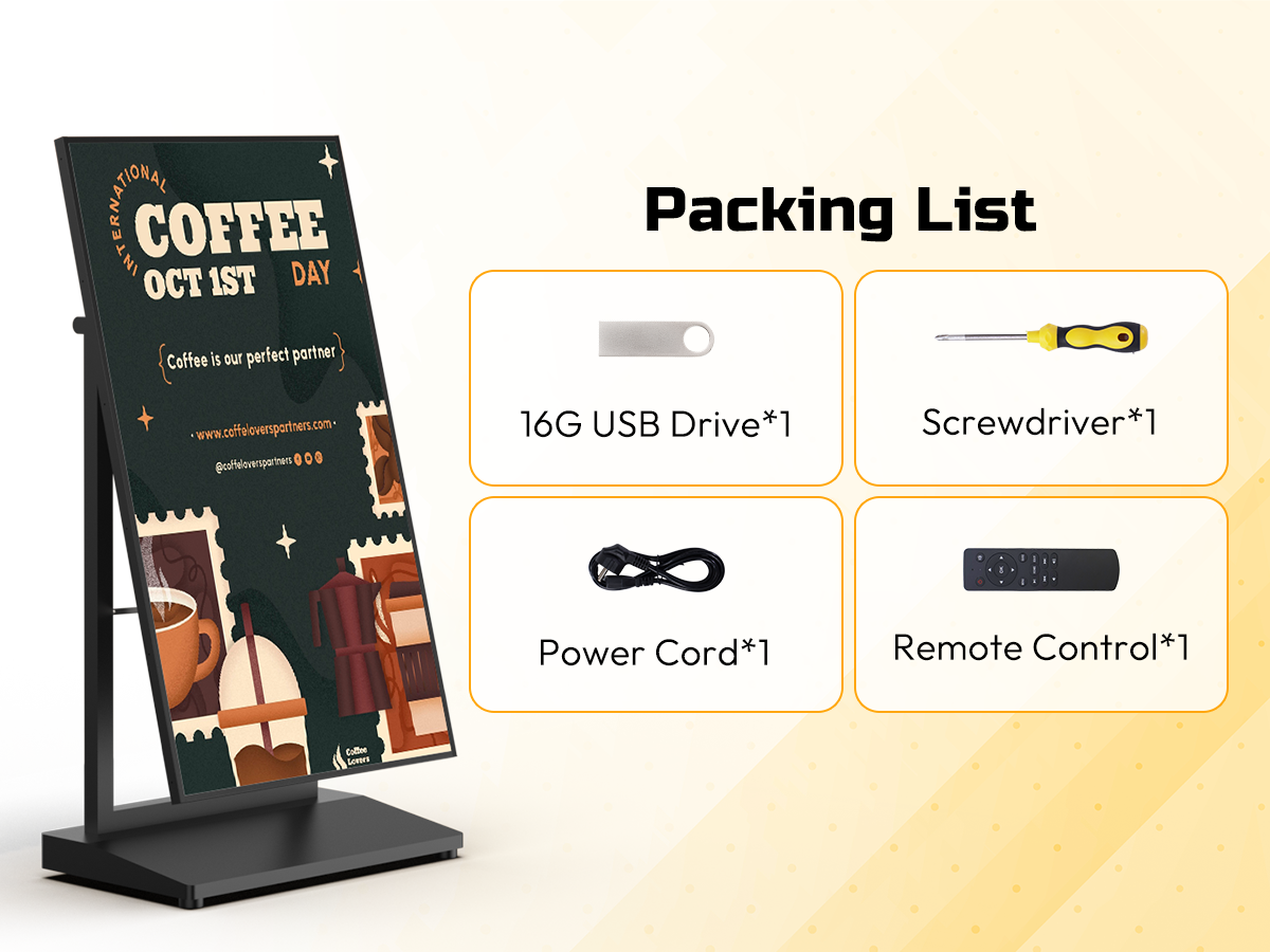 Restaurant/coffee shop lcd advertising screen