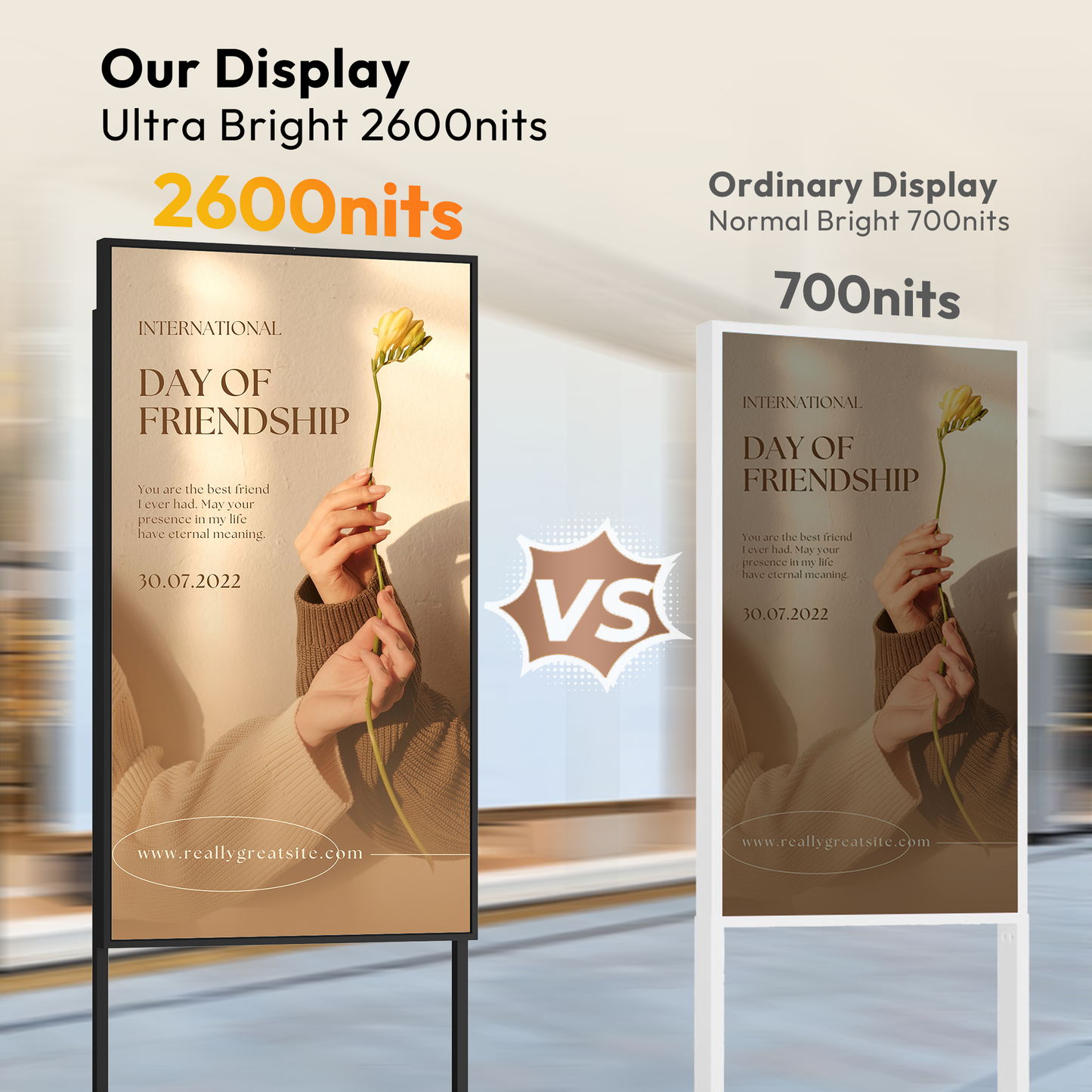 High brightness 2600nits shop window lcd display