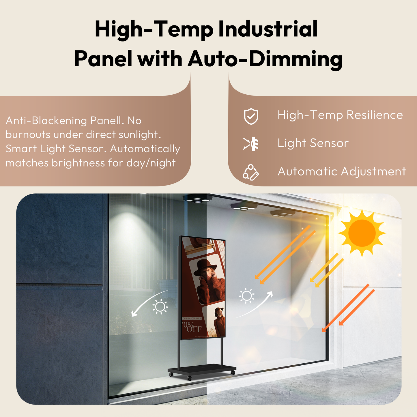 High brightness 2600nits shop window lcd display