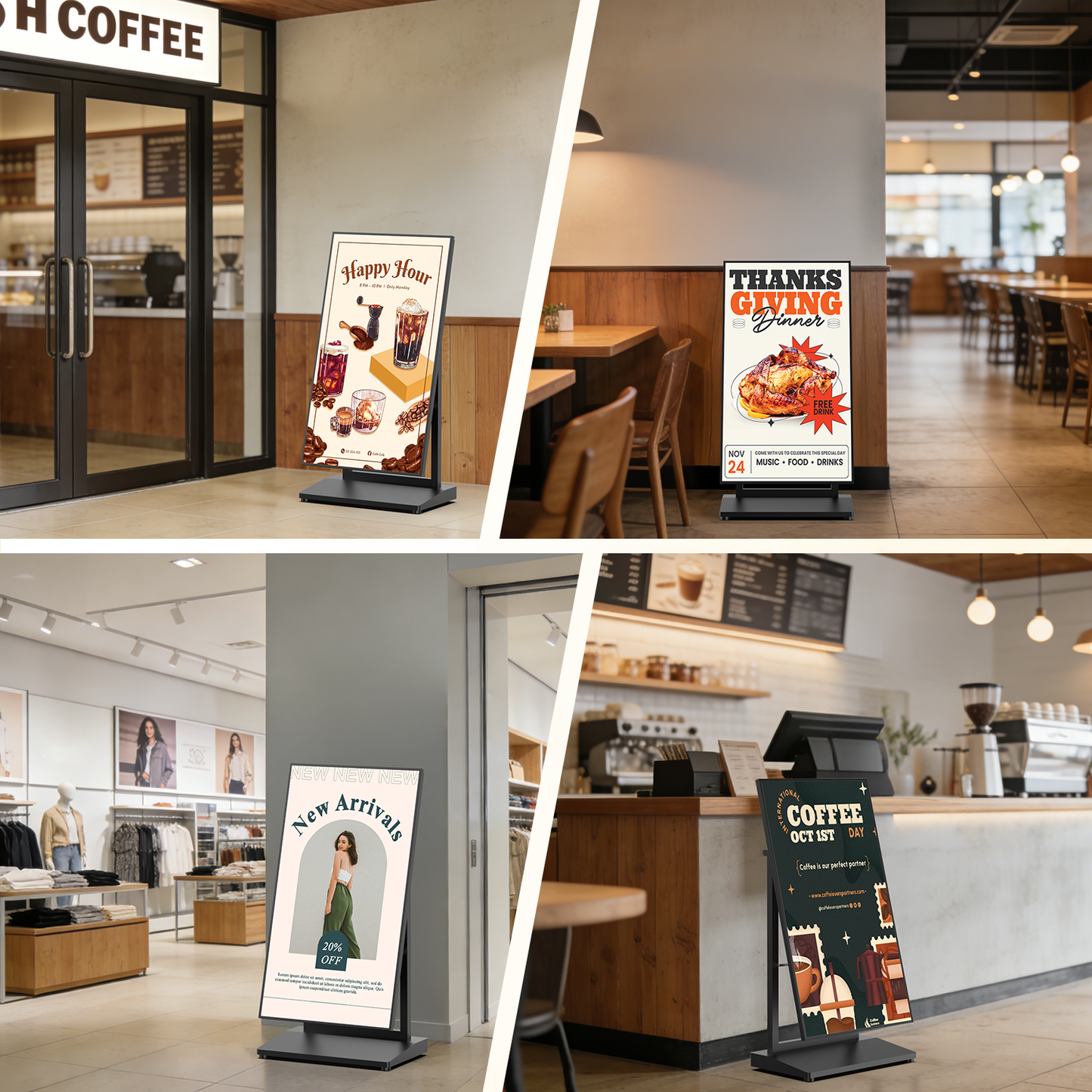Restaurant/coffee shop lcd advertising screen